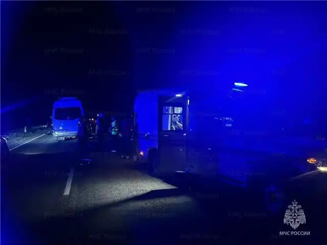 В Калмыкии лобовое столкновение микроавтобуса с грузовиком - десять пострадавших